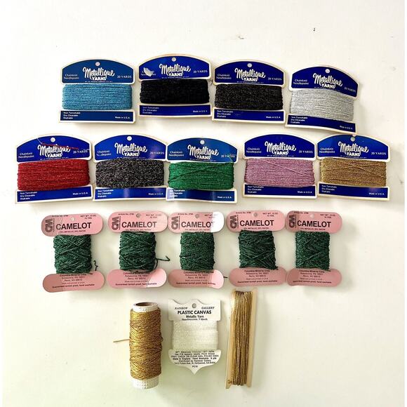 Vintage Metallic Yarn - Lot of 17 - Checkpoint Needlepoint Columbia Minerva - Picture 1 of 8